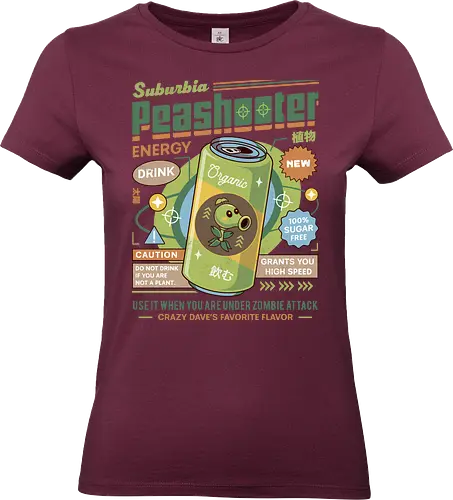 Peashooter Energy Drink - plants, zombies, garden warfare, pvz, peashooter, sunflower, potato mine, frijol, video game, gaming, gamer, zombie, crazy dave, neighborville, super brainz, dr zomboss - Standard T-Shirt (Frauen)