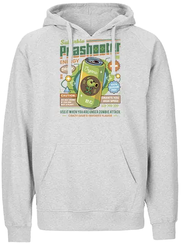 Peashooter Energy Drink - plants, zombies, garden warfare, pvz, peashooter, sunflower, potato mine, frijol, video game, gaming, gamer, zombie, crazy dave, neighborville, super brainz, dr zomboss - Fairtrade Hoodie
