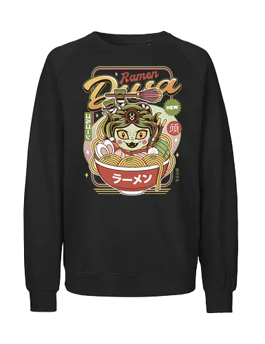 Dusa Vintage Ramen - hades, zagreus, zeus, dusa, medusa, zagreus sword, melinoe, cerberus, theseus, ramen, video games, gaming, gamer - Fairtrade Sweatshirt