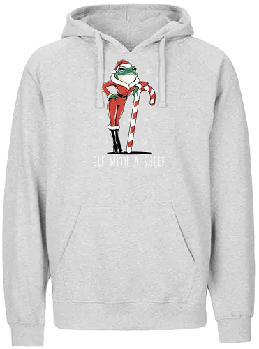 Elf with a Shelf - frog, santa, candy cane, snowflakes, christmas, humor, festive, holiday, elf, costume - Fairtrade Hoodie