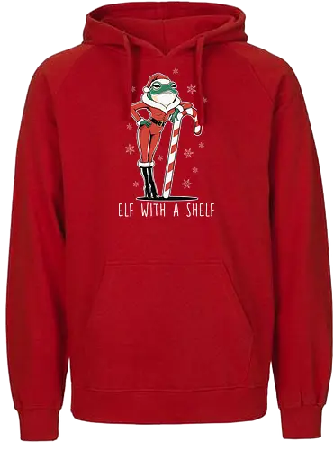 Elf with a Shelf - frog, santa, candy cane, snowflakes, christmas, humor, festive, holiday, elf, costume - Fairtrade Hoodie