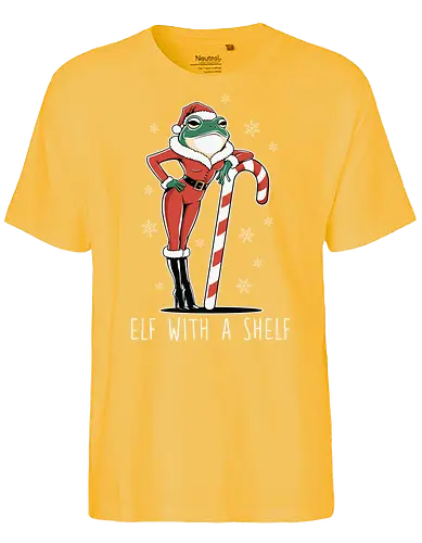 Elf with a Shelf - frog, santa, candy cane, snowflakes, christmas, humor, festive, holiday, elf, costume - Fairtrade T-Shirt