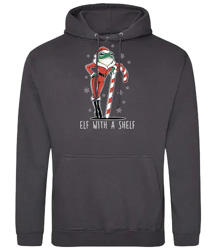 Elf with a Shelf - frog, santa, candy cane, snowflakes, christmas, humor, festive, holiday, elf, costume - Standard Hoodie