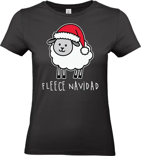 Fleece Navidad - sheep, santa hat, christmas, humor, festive, pun, holiday spirit, cute, playful - Standard T-Shirt (Frauen)