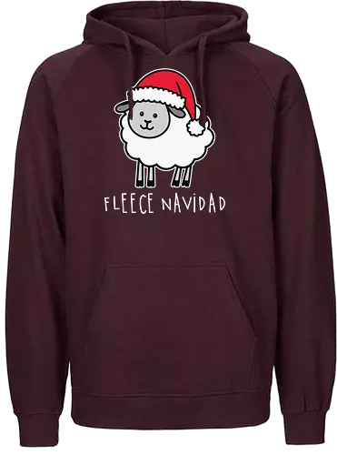Fleece Navidad - sheep, santa hat, christmas, humor, festive, pun, holiday spirit, cute, playful - Fairtrade Hoodie