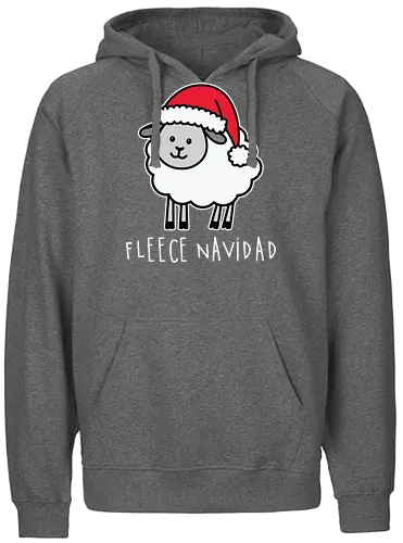 Fleece Navidad - sheep, santa hat, christmas, humor, festive, pun, holiday spirit, cute, playful - Fairtrade Hoodie