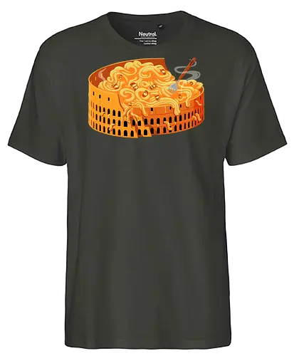 Pasta Colossale - pasta, italy, rome, colosseum, travel, tourist, funny, food, foodie, eating - Fairtrade T-Shirt