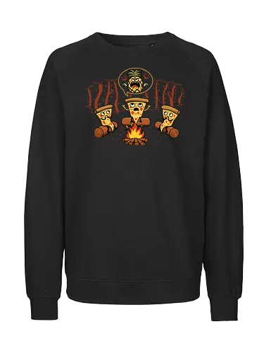 Pizza's Nightmare - pizza, food, pineapple, ananas, camping, camp fire, outdoors, funny, italy - Fairtrade Sweatshirt