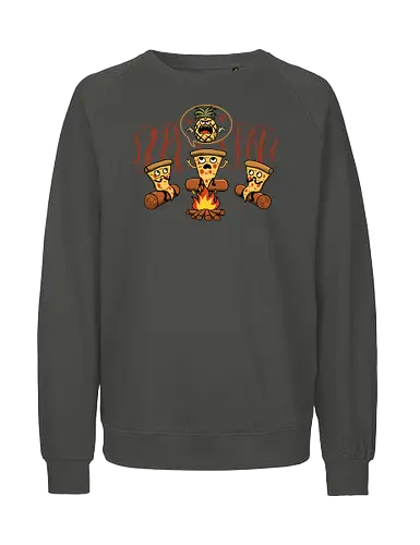 Pizza's Nightmare - pizza, food, pineapple, ananas, camping, camp fire, outdoors, funny, italy - Fairtrade Sweatshirt