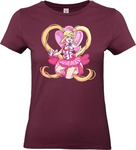 Lucia - mermaidmelody, lucia, luciamermaidmelody, pink, idol, dress, shell, jewelry, blond, blondhair, twintails, pigtails, longhair, pale, bangs, anime, kawaii, cute, girl, lady, mermaid, blueeyes, pearl, pinkpearl, pinkpearls, microphone, shoujo, purplestarphoenix - Standard T-Shirt (Frauen)