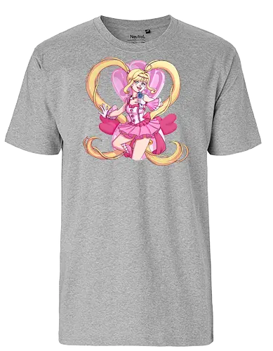 Lucia - mermaidmelody, lucia, luciamermaidmelody, pink, idol, dress, shell, jewelry, blond, blondhair, twintails, pigtails, longhair, pale, bangs, anime, kawaii, cute, girl, lady, mermaid, blueeyes, pearl, pinkpearl, pinkpearls, microphone, shoujo, purplestarphoenix - Fairtrade T-Shirt