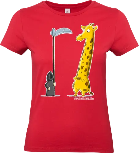 Giraffe - Giraffe, Tod, Sense, totaberlustig, Cartoon, Humor, Teleskop - Standard T-Shirt (Frauen)