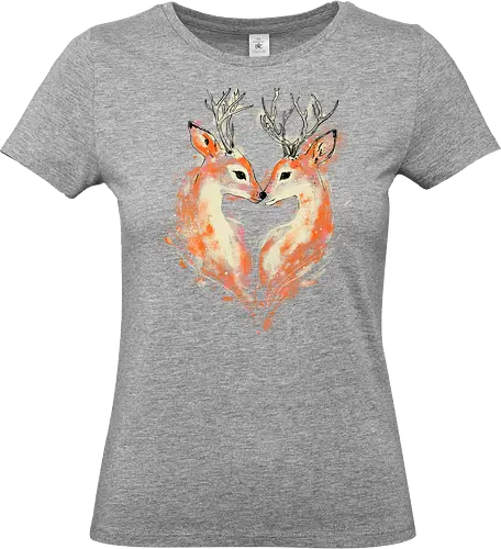 Deers in love - deers, love, heart, cute, animal, animal lovers, nature, romanve, romantic - Standard T-Shirt (Frauen)