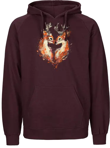 Deers in love - deers, love, heart, cute, animal, animal lovers, nature, romanve, romantic - Fairtrade Hoodie