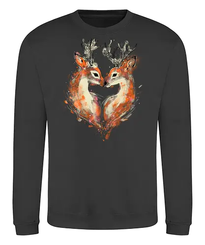 Deers in love - deers, love, heart, cute, animal, animal lovers, nature, romanve, romantic - Sweatshirt
