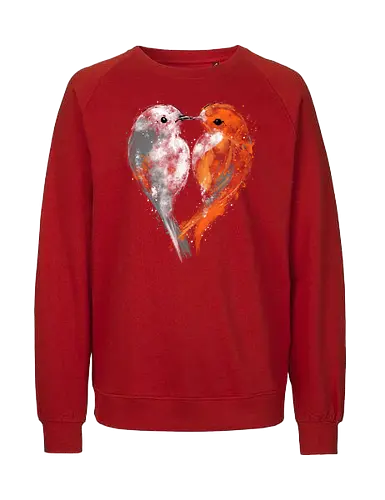 Love birds - birds, love, heart, watercolor, painting, nature, cute, romancenromantic - Fairtrade Sweatshirt