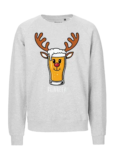 REINDEER - beer, reindeer, antlers, humor, illustration, christmas, pun, creative, festive - Fairtrade Sweatshirt