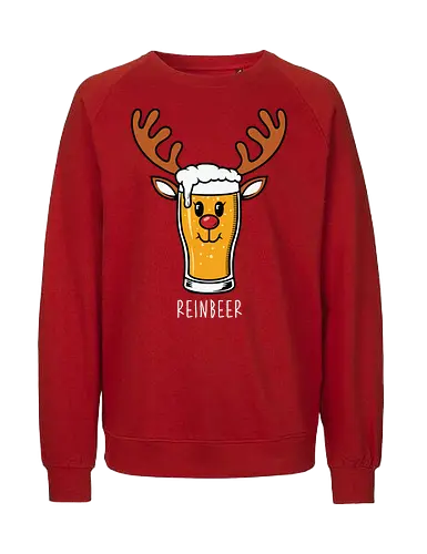 REINDEER - beer, reindeer, antlers, humor, illustration, christmas, pun, creative, festive - Fairtrade Sweatshirt
