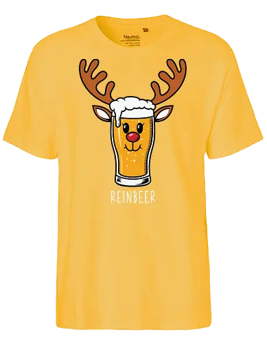 REINDEER - beer, reindeer, antlers, humor, illustration, christmas, pun, creative, festive - Fairtrade T-Shirt