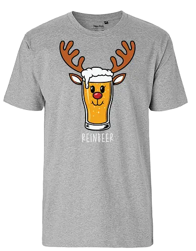 REINDEER - beer, reindeer, antlers, humor, illustration, christmas, pun, creative, festive - Fairtrade T-Shirt