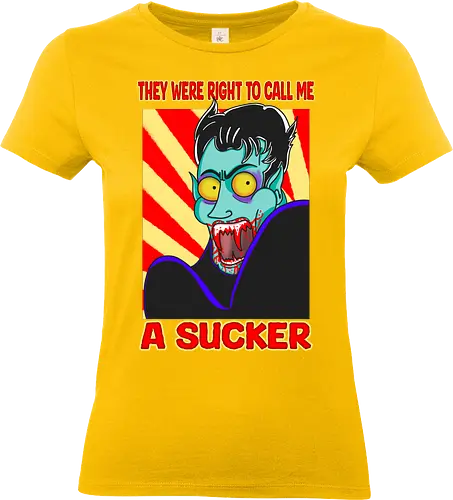 A Sucker (Ein Sauger) - Vampir, Halloween, Humor, Sarkasmus, Goth, Cartoon, Sauger, Blutsauger, Kunst, spooky, Horrorliebhaber, Monsterklassiker, Dracula, Nosferatu, Horror, Horrorfan, lustigerHorror, Blut, Untoter, Horrorfilm, Horrorstreifen, Horrorbücher, gothic, gotisch, gotik, gotische, manga, anime, DunklerHumor - Standard T-Shirt (Frauen)
