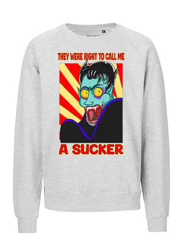 A Sucker (Ein Sauger) - Vampir, Halloween, Humor, Sarkasmus, Goth, Cartoon, Sauger, Blutsauger, Kunst, spooky, Horrorliebhaber, Monsterklassiker, Dracula, Nosferatu, Horror, Horrorfan, lustigerHorror, Blut, Untoter, Horrorfilm, Horrorstreifen, Horrorbücher, gothic, gotisch, gotik, gotische, manga, anime, DunklerHumor - Fairtrade Sweatshirt