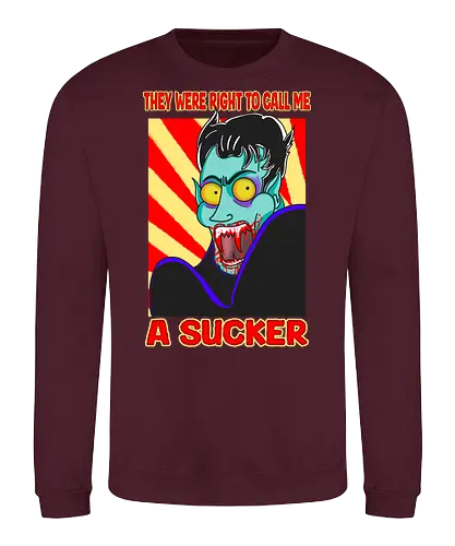 A Sucker (Ein Sauger) - Vampir, Halloween, Humor, Sarkasmus, Goth, Cartoon, Sauger, Blutsauger, Kunst, spooky, Horrorliebhaber, Monsterklassiker, Dracula, Nosferatu, Horror, Horrorfan, lustigerHorror, Blut, Untoter, Horrorfilm, Horrorstreifen, Horrorbücher, gothic, gotisch, gotik, gotische, manga, anime, DunklerHumor - Sweatshirt