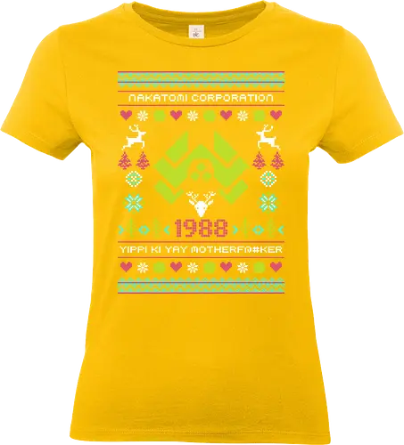 yippi ki yay series - ugly christmas, christmas, xmas, nakatomi, plaza, christmas party, logo, diehard, winter, snow, pixel, vintage, classic, retro - Standard T-Shirt (Frauen)