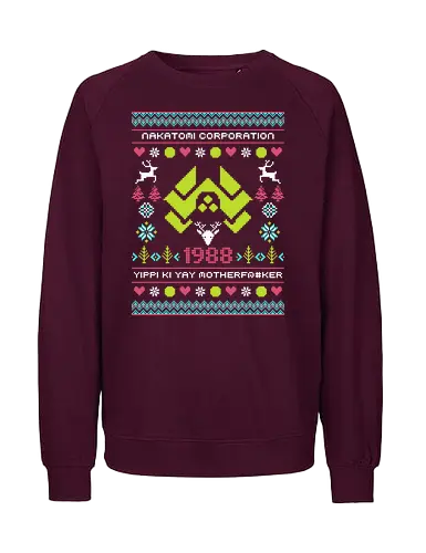 yippi ki yay series - ugly christmas, christmas, xmas, nakatomi, plaza, christmas party, logo, diehard, winter, snow, pixel, vintage, classic, retro - Fairtrade Sweatshirt