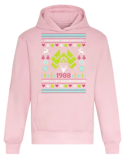 yippi ki yay series - ugly christmas, christmas, xmas, nakatomi, plaza, christmas party, logo, diehard, winter, snow, pixel, vintage, classic, retro - Heavyweight Hoodie