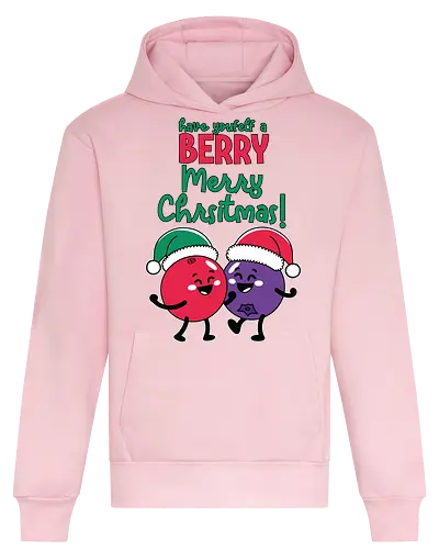 Have yourself a BERRY Merry Christmas! - christmas, berries, cartoon, santa hats, festive, holiday, red, purple, cheerful - Heavyweight Hoodie