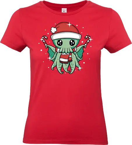 Christmas Cthulhu - christmas, cthulhu, xmas, Weihnachten, Ungeheuer, Hirngespinst, Weihnachtsmann - Standard T-Shirt (Frauen)
