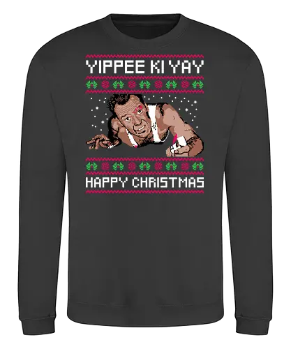 Yippee Ki Yay - nakatomi plaza, nakatomi corporation, 1988, ugly christmas sweater, john mcclane, bruce willis, nakatomi, yippee ki yay, christmas party, xmas - Sweatshirt