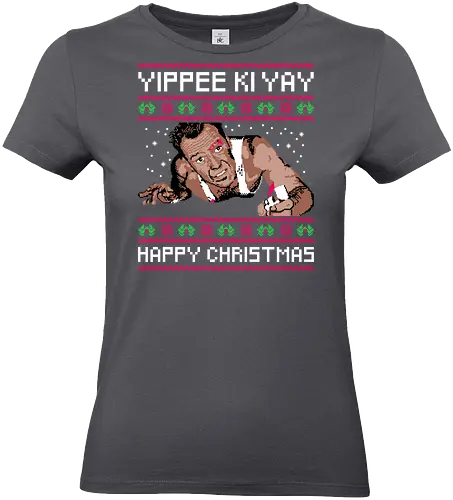 Yippee Ki Yay - nakatomi plaza, nakatomi corporation, 1988, ugly christmas sweater, john mcclane, bruce willis, nakatomi, yippee ki yay, christmas party, xmas - Standard T-Shirt (Frauen)