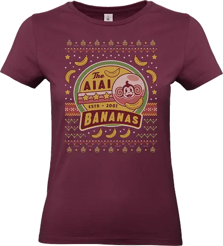 Aiai Bananas Ugly Sweater - super monkey, ball, aiai, ape, gorilla, banana, video games, retro, ugly christmas sweater - Standard T-Shirt (Frauen)