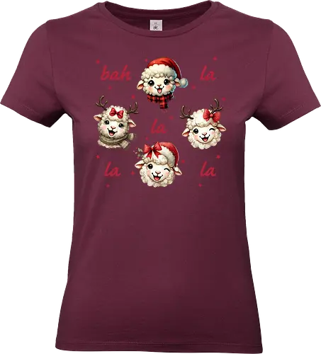 Bah and la - sheep, christmas, festive, holiday, santa hat, reindeer antlers, cute, playful - Standard T-Shirt (Frauen)