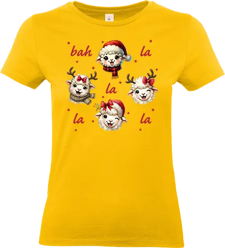 Bah and la - sheep, christmas, festive, holiday, santa hat, reindeer antlers, cute, playful - Standard T-Shirt (Frauen)