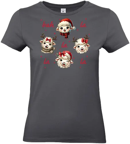 Bah and la - sheep, christmas, festive, holiday, santa hat, reindeer antlers, cute, playful - Standard T-Shirt (Frauen)