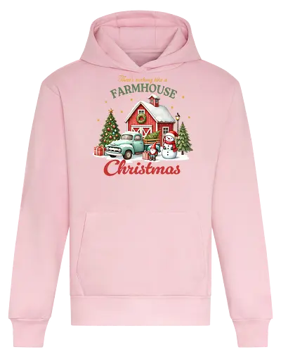There's nothing like a farmhouse christmas - farmhouse, christmas, barn, snowman, vintage truck, festive, gifts, wreath, winter, holiday spirit - Heavyweight Hoodie