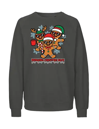 Bringing Christmas Back - gingerbread, christmas, festive, holiday, snowflakes, santa hats, sunglasses, fun, candy cane, mug - Fairtrade Sweatshirt