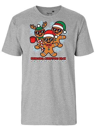 Bringing Christmas Back - gingerbread, christmas, festive, holiday, snowflakes, santa hats, sunglasses, fun, candy cane, mug - Fairtrade T-Shirt