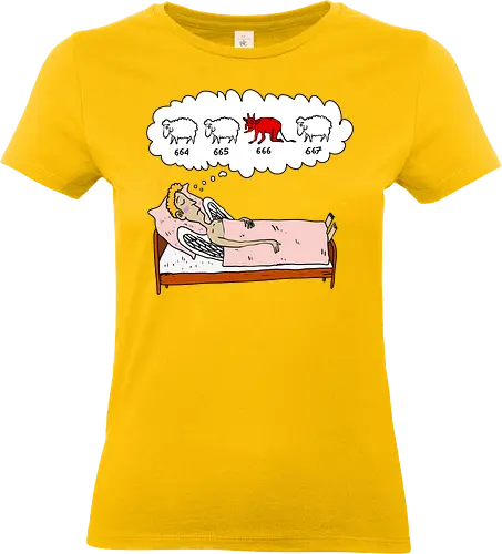 counting sheep - angel, sheep, devil, counting, sleep, dream, humor, bed, halo, thought bubble - Standard T-Shirt (Frauen)