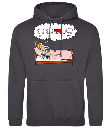 counting sheep - angel, sheep, devil, counting, sleep, dream, humor, bed, halo, thought bubble - Standard Hoodie