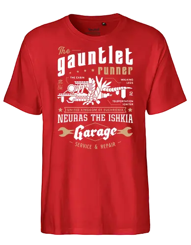 Gauntlet Runner Garage - refantazio, video game, gaming, gamer, strohl, hulkenberg, grius, jrpg, junah, eupha, basilio, louis, grand trad, kingdom of euchronia, gauntlet runner - Fairtrade T-Shirt