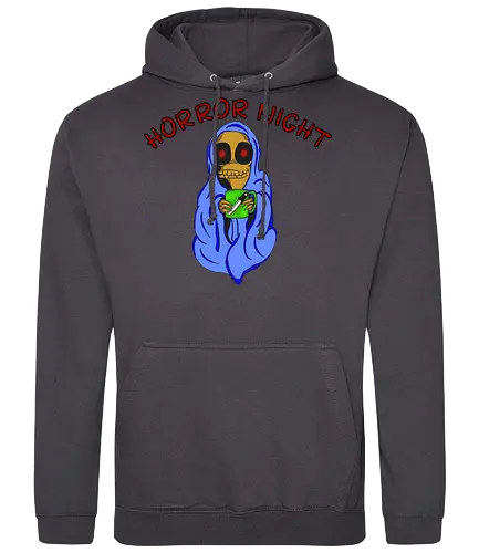 Horror Night (Horrornacht) - Horror, Nacht, Monster, süß, gemütlich, Decke, Filmabend, Serienabend, Tasse, Lieblingsgetränk, Grusel, Horrorfans, Halloween, Couch, Spannung, Abenteuer, Mystik, Film, Serie, Unterhaltung, horror night, horror movie, horror marathon, horror lover - Standard Hoodie