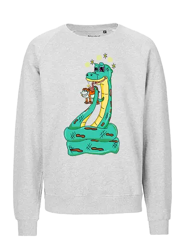 Have a Taste! (Probier mal!) - Frosch, Schlange, Retro, Vintage, Rubberhose, Cartoon, Humor, lustig, kreativ, Abenteuer, Stil, groovy, trickreich, Comic, Kunst, Design, einzigartig, skurril, Lösung, Charakter, trippy, psychedelic, stoner, high, snake, frog, toad - Fairtrade Sweatshirt