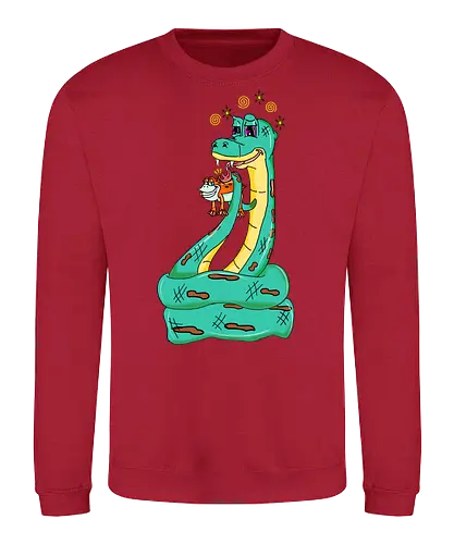 Have a Taste! (Probier mal!) - Frosch, Schlange, Retro, Vintage, Rubberhose, Cartoon, Humor, lustig, kreativ, Abenteuer, Stil, groovy, trickreich, Comic, Kunst, Design, einzigartig, skurril, Lösung, Charakter, trippy, psychedelic, stoner, high, snake, frog, toad - Sweatshirt