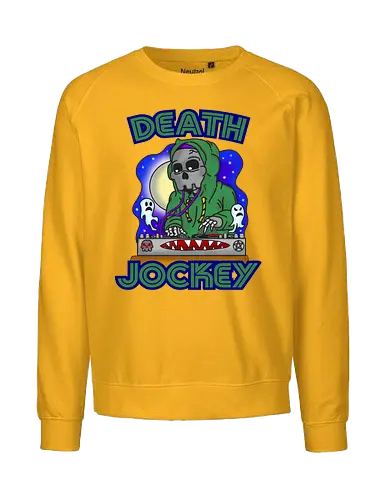Death-Jockey (Todes-DJ) - DJ, Skelett, Tod, Jenseits, Unterwelt, Grusel, Goth, Halloween, Musik, Horror, Dunkelheit, Creepy, spooky, Retro, Charakter, Kunst, Tanz, Party, Design, unheimlich, death, dj, disc jockey, music, club, clubbing, nightlife, party, goth, gothic - Fairtrade Sweatshirt