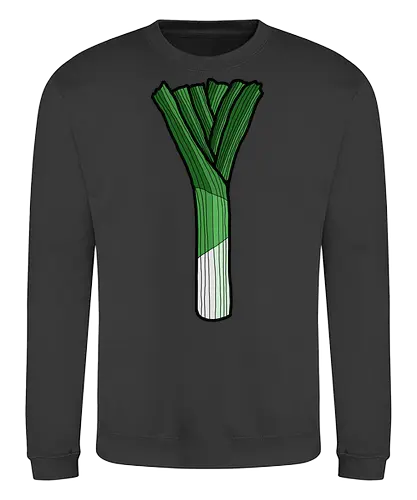 Lauch - lauch, comic, comics, comic style, dünn, schwach, dürr, sport, fitness, gym, gesund, gemüse, obst, grün, schwäche, muskeln, power, proteine, sportstudio, muskeln - Sweatshirt