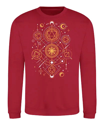 Mystical Dice Chart - d20 dice, roleplayer, rpg gamer, dungeon master, esoteric, mystical, geometric, science, solar system, tabletop, universe, astrology - Sweatshirt